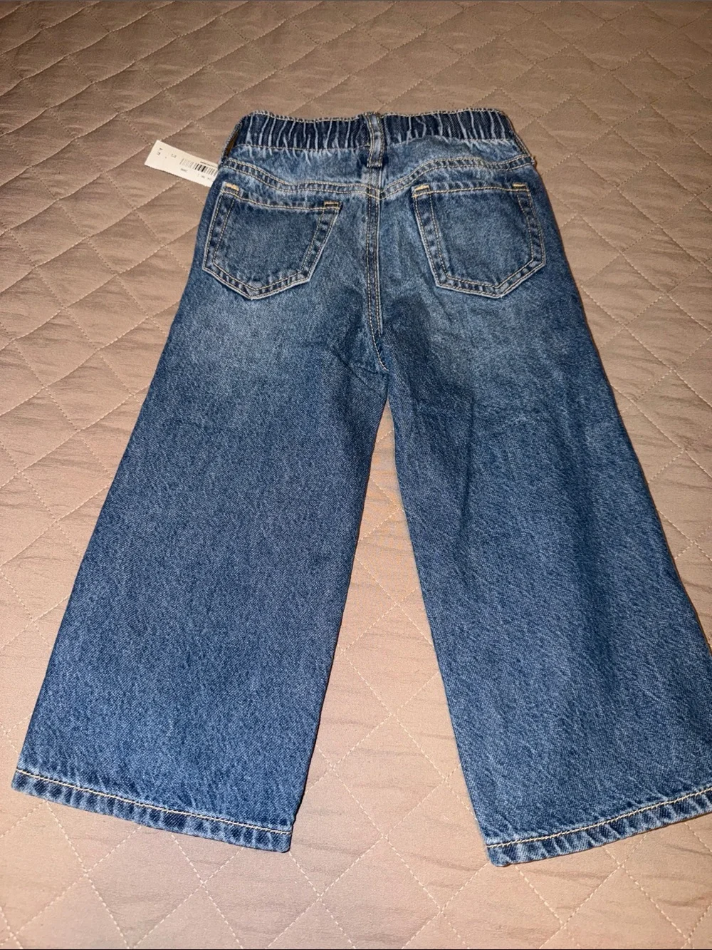 Old Navy Blue Kids Denim Jeans with Pink Button Detail